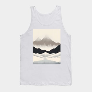 Modern Scandinavian Art Black and White Minimalist Mountain Tank Top